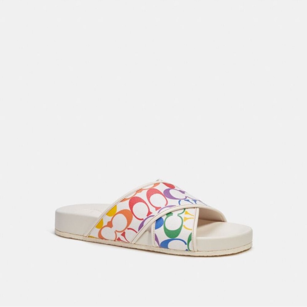 Coach LGBTQ pride signature coated canvas slides new in box